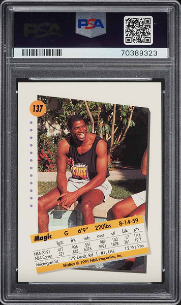 1991 Skybox BkB Card #137 Magic Johnson Los Angeles Lakers HOF PSA 10 GEM MINT (MGD2)