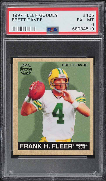 1997 Fleer Goudey FB Card #105 Brett Favre Green Bay Packers HOF PSA 6 EXMT (MGD2)