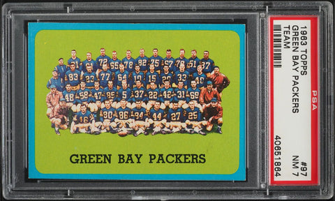 1963 Topps FB Card # 97 Green Bay Packers TEAM CARD PSA 7 NRMT (MGD2)