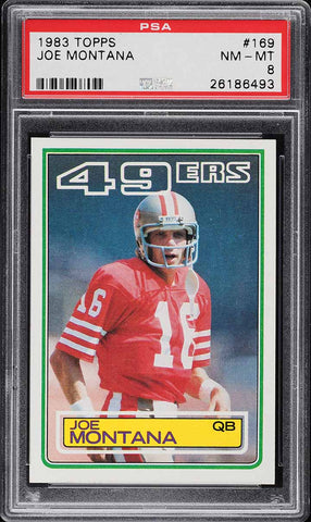 1983 Topps FB Card #169 Joe Montana San Francisco 49ers HOF PSA 8 NM-MT (MGD2)