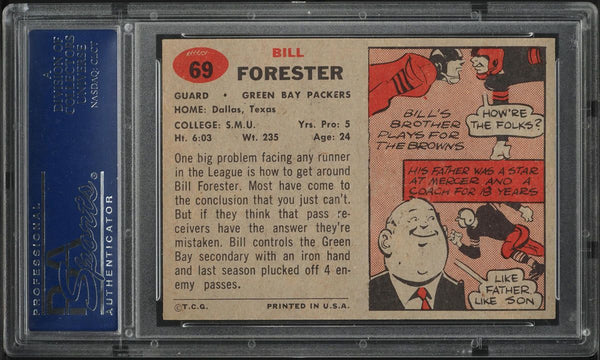 1957 Topps FB Card # 69 Bill Forester PSA 7 NRMT (MGD2)