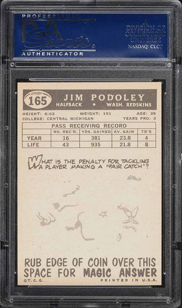 1959 Topps FB Card #165 Jim Podoley Washington Redskins PSA 8 NM-MT (MGD2)