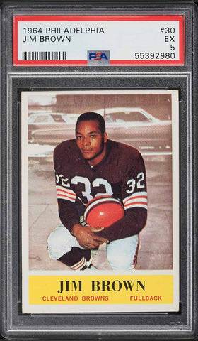 1964 Philadelphia FB Card # 30 Jim Brown Cleveland Browns HOF PSA 5 EX (MGD2)