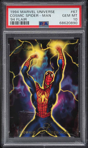 1994 Flair Marvel Universe Card # 67 Cosmic Spider-Man PSA 10 GEM MINT My Grandpa's Den Collectibles 1994 Flair Marvel Universe Card # 67 Cosmic Spider-Man PSA 10 GEM MINT My Grandpa's Den Collectibles