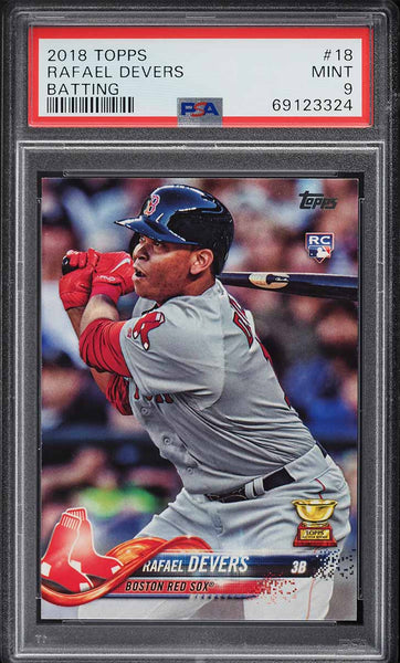 2018 Topps BB Card # 18 Rafael Devers Boston Red Sox ROOKIE RC PSA 9 MINT (MGD2)