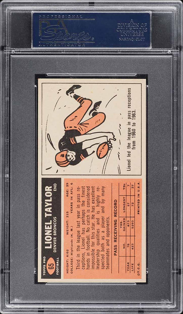 1965 Topps FB Card # 65 Lionel Taylor Denver Broncos SHORT PRINT PSA 7 – My  Grandpa's Den Collectibles