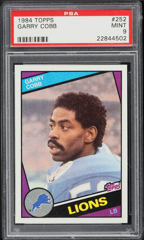 1984 Topps FB Card #252 Garry Cobb Detroit Lions ROOKIE RC PSA 9 MINT (MGD2)