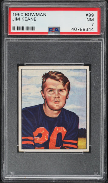 1950 Bowman FB Card # 99 Jim Keane Chicago Bears ROOKIE RC PSA 7 NRMT (MGD2)