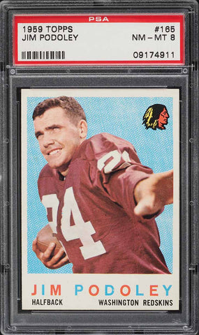 1959 Topps FB Card #165 Jim Podoley Washington Redskins PSA 8 NM-MT (MGD2)