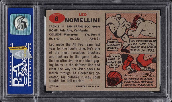 1957 Topps FB Card # 6 Leo Nomellini San Francisco 49ers HOF PSA 8 PWCC-A (MGD2)