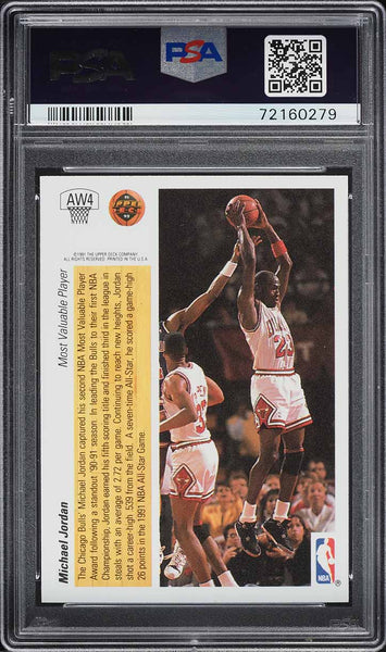 1991 Upper Deck BkB Award Winner Holograms Card #AW4 Michael Jordan PSA 8 NM-MT (MGD2)