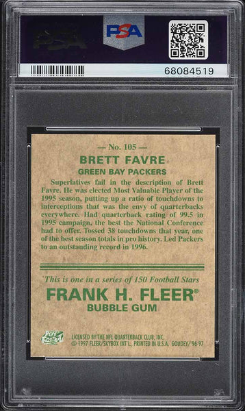 1997 Fleer Goudey FB Card #105 Brett Favre Green Bay Packers HOF PSA 6 EXMT (MGD2)