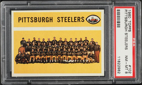 1960 Topps FB Card #102 Pittsburgh Steelers HOF CHECKLIST BACK PSA 8 NM-MT (MGD2)