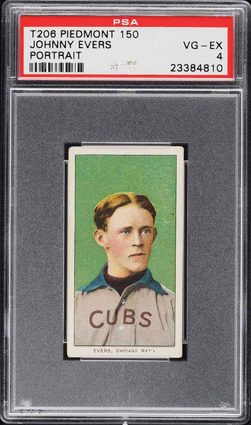 1909-11 T206 Johnny Evers PORTRAIT, HOF PIEDMONT 150/25 PSA 4 VGEX PWCC-A (MGD2)