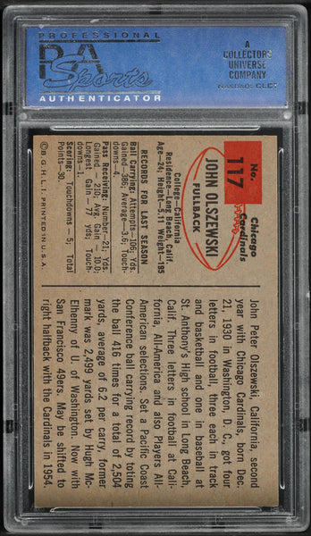 1954 Bowman FB Card #117 John Olszewski Chicago Cardinals PSA 8 NM-MT (MGD2)