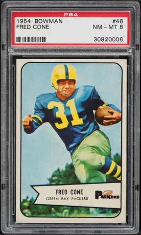 1954 Bowman FB Card # 46 Fred Cone Green Bay Packers HOF PSA 8 NM-MT (MGD2)