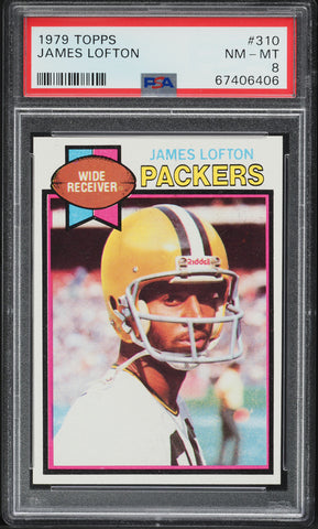 1979 Topps FB Card #310 James Lofton Green Bay Packers HOF ROOKIE RC PSA 8 NM-MT (MGD2)