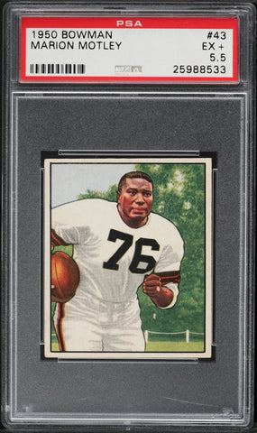 1950 Bowman FB Card # 43 Marion Motley Browns HOF ROOKIE RC PSA 5.5 EX+ PWCC-A (MGD2)