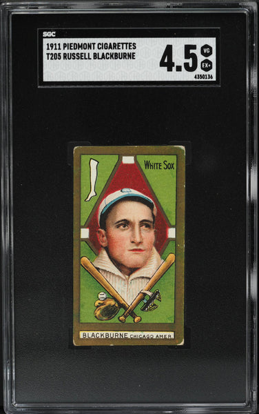 1911 T205 Gold Border Piedmont RUSSELL LENA BLACKBURNE White Sox SGC 4.5 VGEX+ (MGD2)