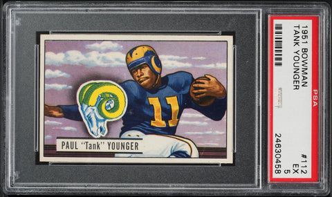 1951 Bowman FB Card #112 Tank Younger Los Angeles Rams HOF PSA 5 EX (MGD2)