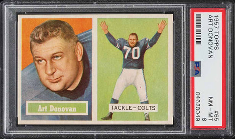 1957 Topps FB Card # 65 Art Donovan Baltimore Colts HOF PSA 8 NM-MT (MGD2)