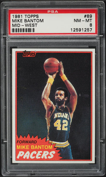 1981 Topps BkB Card # 89 Mike Bantom Indiana Pacers MID-WEST PSA 8 NM-MT (MGD2)