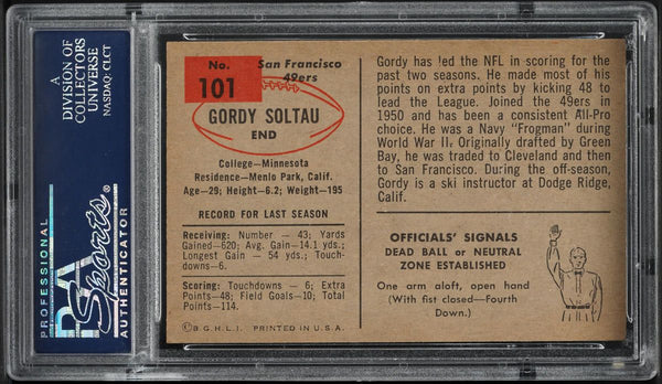 1954 Bowman FB Card #101 Gordon Soltau San Francisco 49ers HOF PSA 8 NM-MT (MGD2)