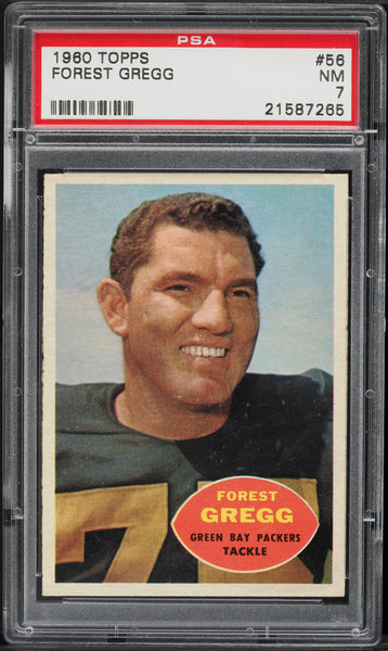 1960 Topps FB Card # 56 Forrest Gregg Green Bay Packers HOF ROOKIE RC PSA 7 NRMT (MGD2)