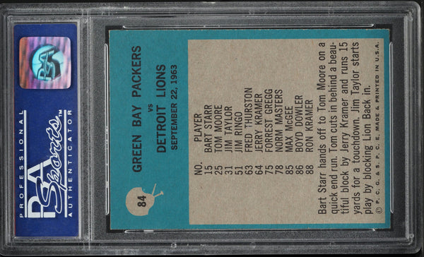 1964 Philadelphia FB Card # 84 Green Bay Packers PLAY CARD LOMBARDI PSA 8 NM-MT (MGD2)