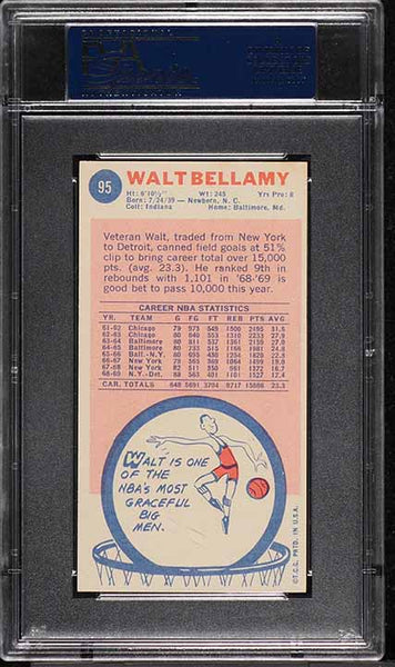 1969 Topps BkB Card # 95 Walt Bellamy Detroit Pistons HOF PSA 7 NRMT (MGD2)