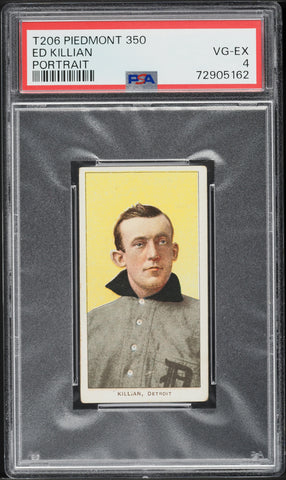 1909-11 T206 Ed Killian Detroit, PORTRAIT, PIEDMONT 350/25 PSA 4 VGEX PWCC-A (MGD2)