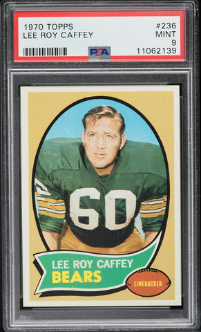 1970 Topps FB Card #236 Lee Roy Caffey Green Bay Packers HOF PSA 9 MINT (MGD2)