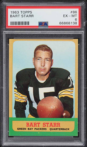 1963 Topps FB Card # 86 Bart Starr Green Bay Packers HOF PSA 6 EXMT (MGD2)