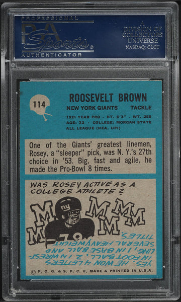 1964 Philadelphia FB Card #114 Roosevelt Brown New York Giants HOF PSA 8.5 (MGD2)