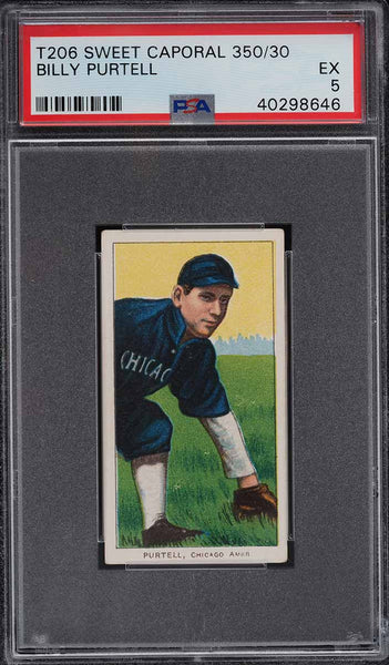 1909-11 T206 Billy Purtell Chicago, SWEET CAPORAL 350/30 PSA 5 EX PWCC-E (MGD2)