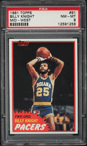 1981 Topps BkB Card # 91 Billy Knight Indiana Pacers MID-WEST PSA 8 NM-MT (MGD2)