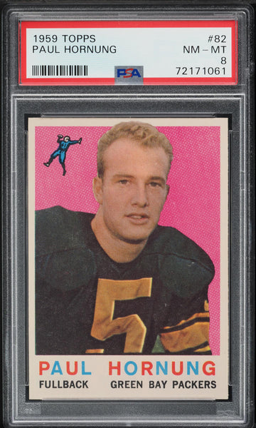 1959 Topps FB Card # 82 Paul Hornung Green Bay Packers HOF PSA 8 NM-MT (MGD2)