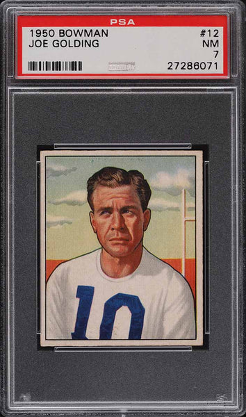 1950 Bowman FB Card # 12 Joe Golding New York Yanks ROOKIE RC PSA 7 NRMT (MGD2)