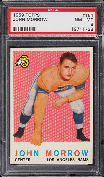 1959 Topps FB Card #164 John Morrow Los Angeles Rams ROOKIE RC PSA 8 NM-MT (MGD2)