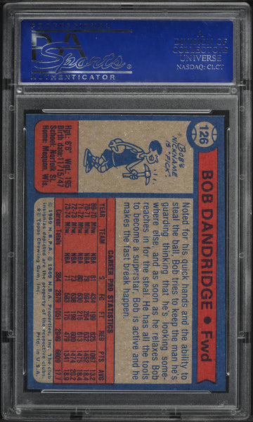 1974 Topps BkB Card #126 Bob Dandridge Milwaukee Bucks  HOF PSA 8 NM-MT (MGD2)