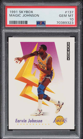 1991 Skybox BkB Card #137 Magic Johnson Los Angeles Lakers HOF PSA 10 GEM MINT (MGD2)
