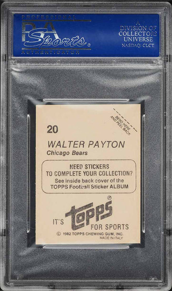 1982 Topps FB Sticker # 20 Walter Payton Chicago Bears HOF PSA 8 NM-MT (MGD2)