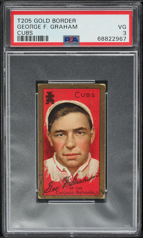 1911 T205 Gold Border Polar Bear GEORGE F. PEACHES GRAHAM Chicago Cubs PSA 3 VG (MGD2)