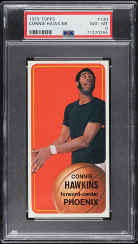 1970 Topps BkB Card #130 Connie Hawkins Phoenix Suns HOF PSA 8 NM-MT (MGD2)