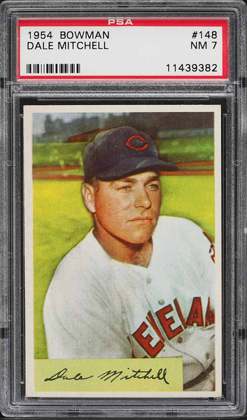 1954 Bowman BB Card #148 Dale Mitchell Cleveland Indians HOF PSA 7 NRMT (MGD2)