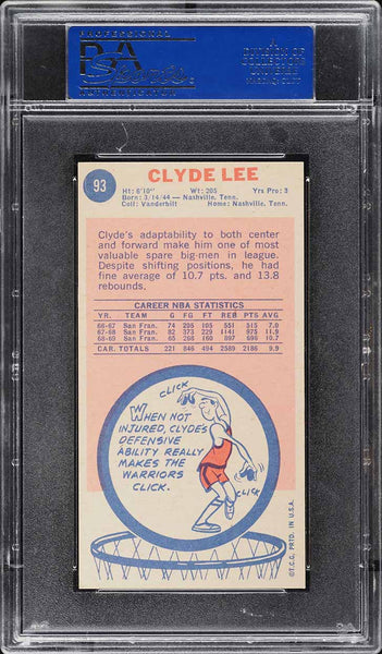 1969 Topps BkB Card # 93 Clyde Lee San Francisco Warriors PSA 7 NRMT (MGD2)