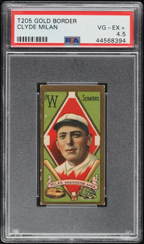 1911 T205 Gold Border Piedmont CLYDE MILAN Washington Senators PSA 4.5 VGEX+ (MGD2)