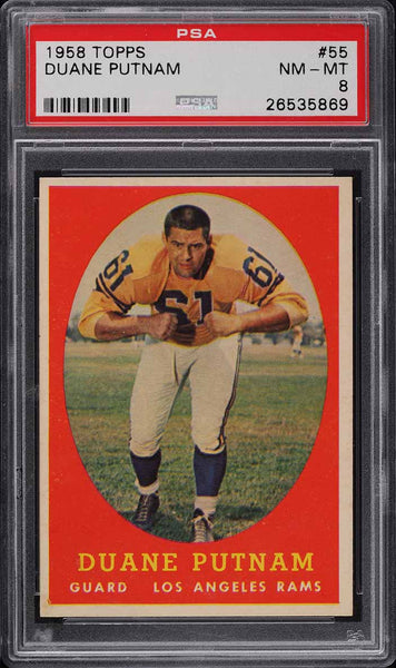 1958 Topps FB Card # 55 Duane Putnam Los Angeles Rams PSA 8 NM-MT (MGD2)