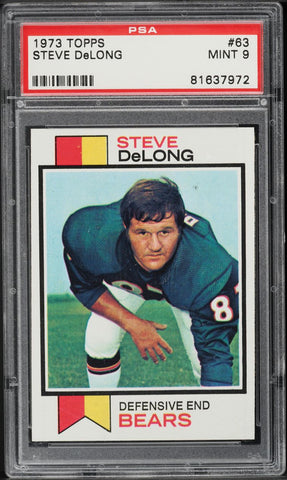 1973 Topps FB Card # 63 Steve DeLong Chicago Bears HOF PSA 9 MINT (MGD2)