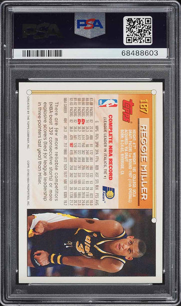 1993 Topps BkB Card #187 Reggie Miller Indiana Pacers HOF PSA 10 GEM MINT (MGD2)